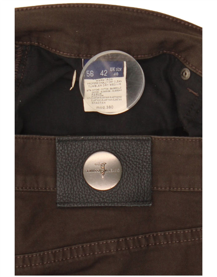 TRUSSARDI Blugi drepti pentru bărbați W40 L30 bumbac maro