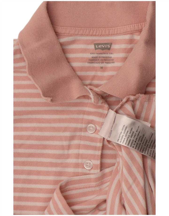Tricou polo Levi's pentru femei UK 12, bumbac cu dungi roz mediu