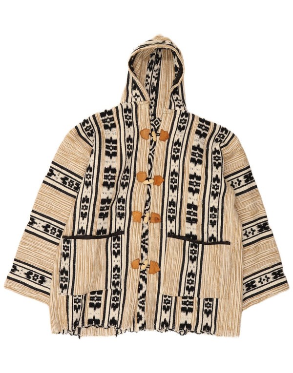 Cardigan vintage cu glugă pentru femei UK 20 2XL Bej Fair Isle