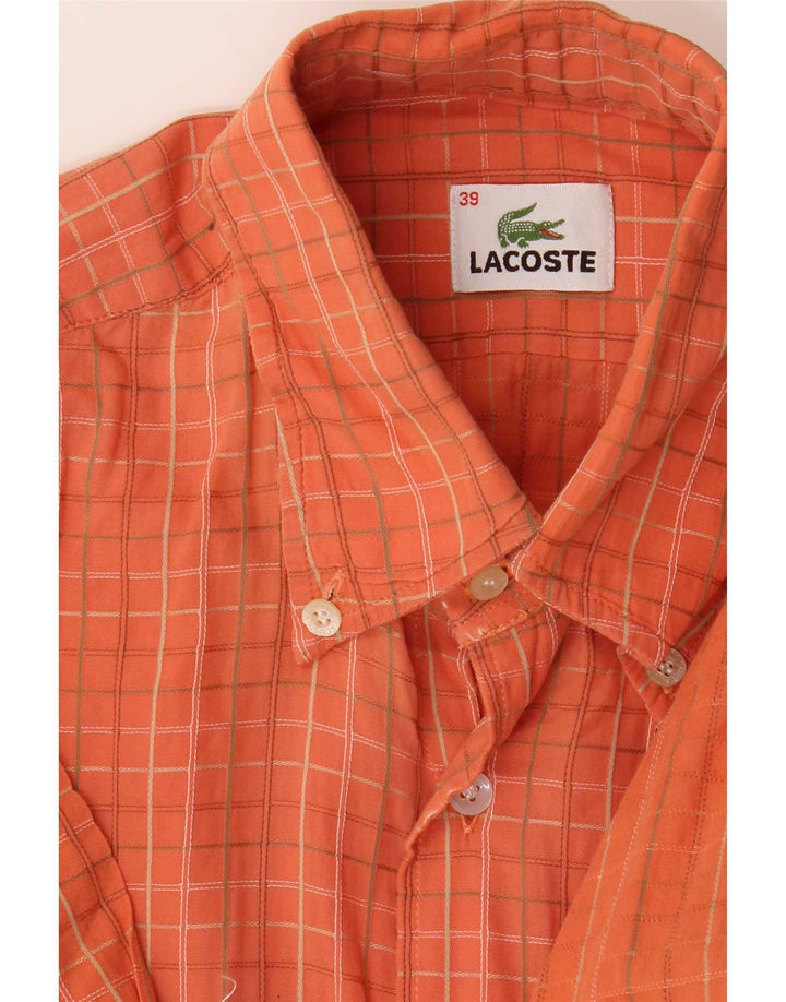 Cămașă bărbați Lacoste Mărimea 39, bumbac caros portocaliu mediu