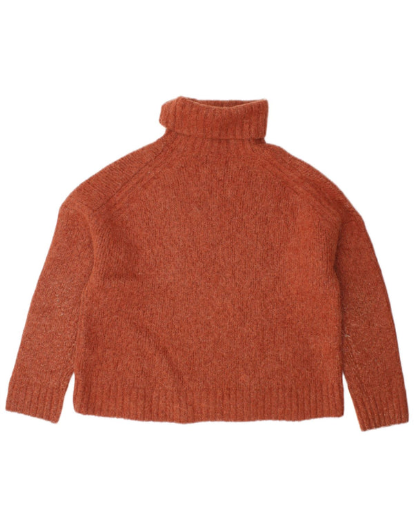 SUPERDRY Pulover crop cu gât rulat pentru femei UK 12 Maro mediu