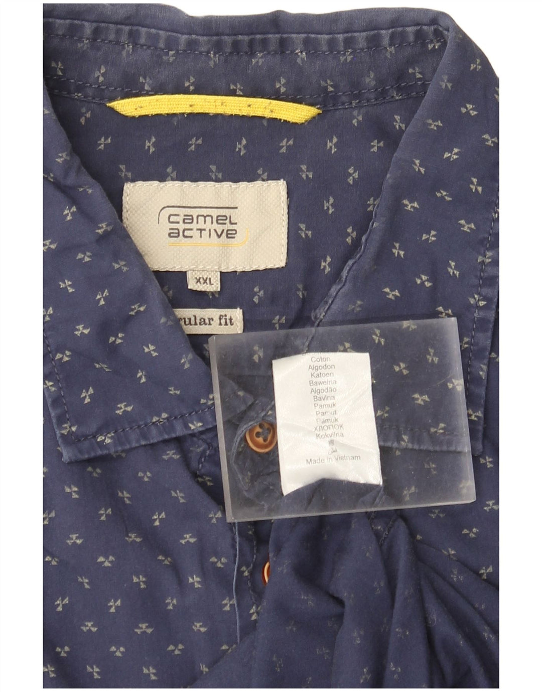 Cămașă pentru bărbați Camel Active, cu o formă regulată, 2XL, bumbac cu pete, albastru marin