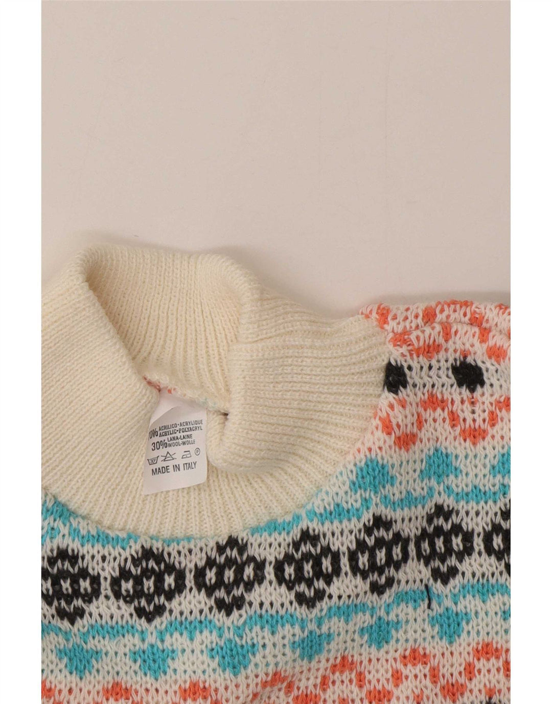 Pulover Vintage pentru bărbați cu gât țestoasă, mijlociu, multicolor, Fair Isle
