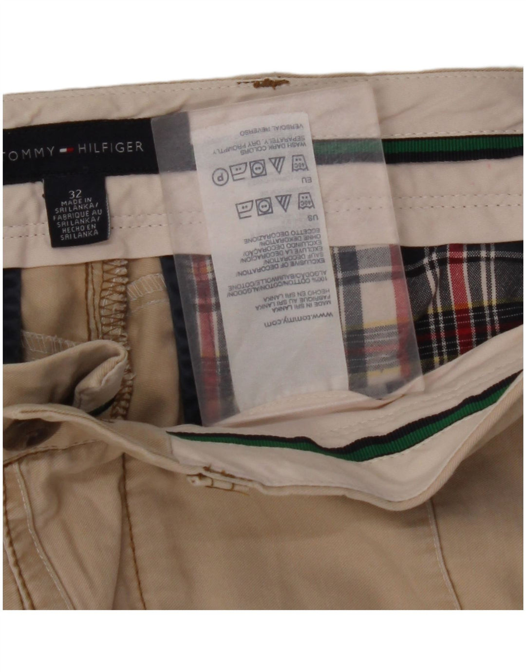 TOMMY HILFIGER Pantaloni scurți chino pentru bărbați W32 bumbac mediu bej