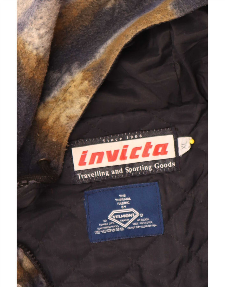 Jachetă pentru bărbați din lână cu glugă Invicta UK 42 XL, poliester cu carouri multicolore