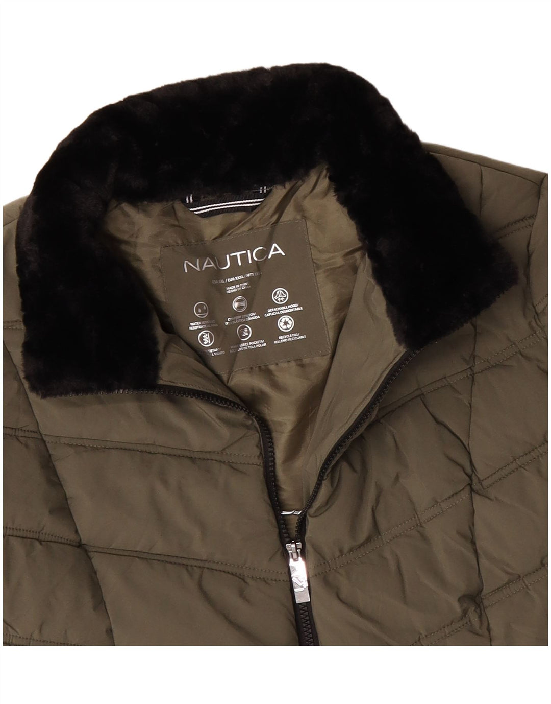 NAUTICA Womens Padded Jacket UK 20 2XL Khaki Polyester