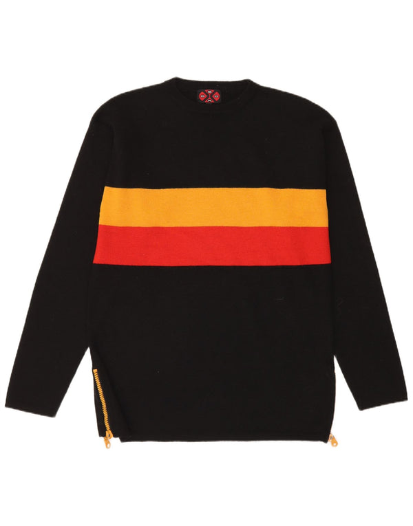 Pulover Soxo pentru bărbați cu gât roșu, XL, lână neagră color bloc