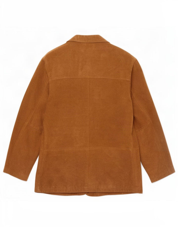 Blazer Vintage pentru bărbați cu 3 nasturi din piele intoarsa UK 46 3XL piele bej