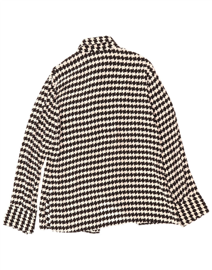 Bluză cămașă pentru femei VINTAGE IT 46 Viscoză mare neagră cu picioare de găină