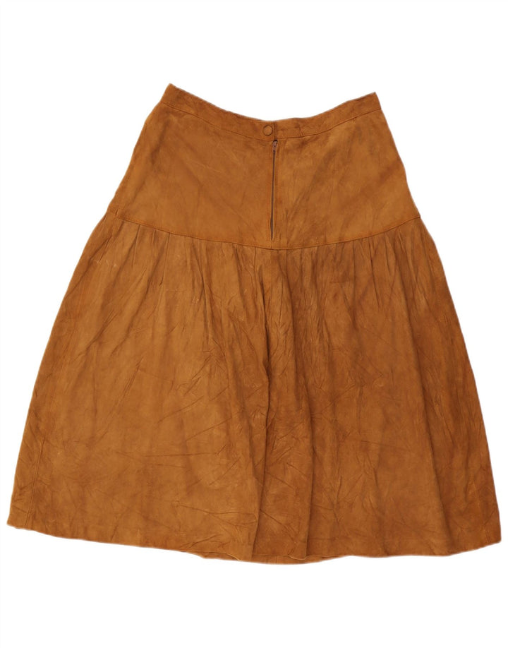 Fusta A-Line din piele intoarsa vintage pentru femei W28 Bej mediu