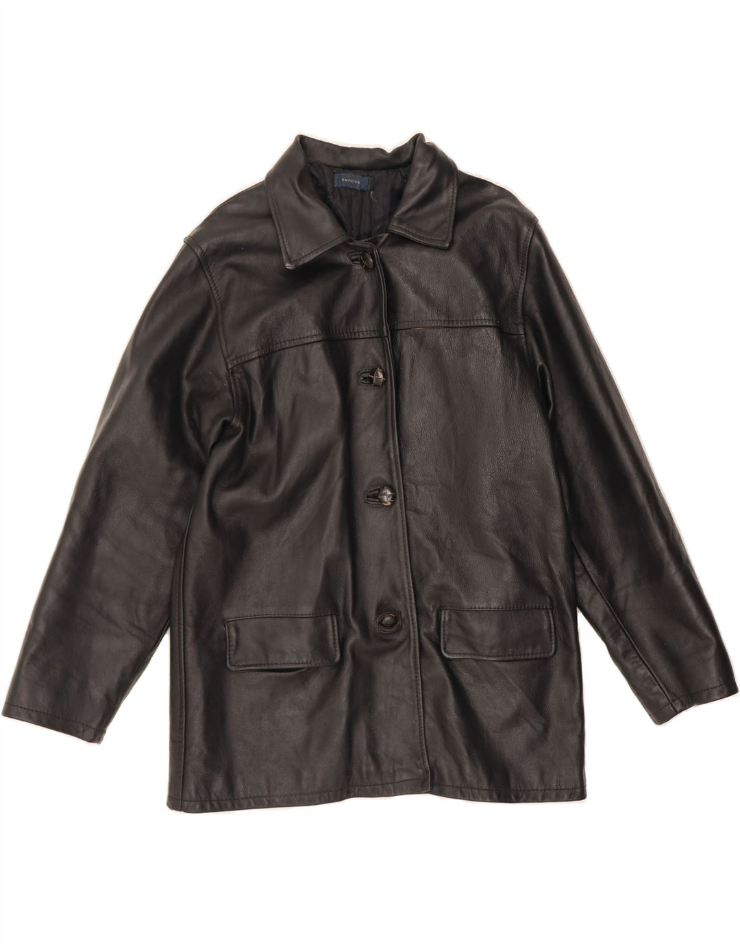 BAYSIDE Womens Leather Jacket UK 16 Large Black Leather Vintage Bayside and Second-Hand Bayside from Messina Hembry 