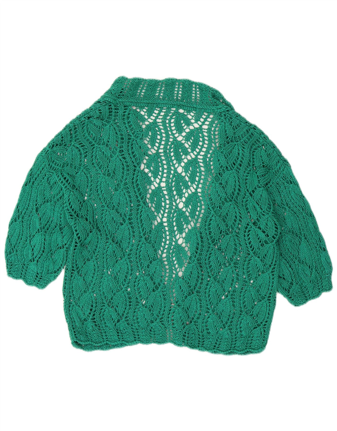 Pulover cardigan deschis pentru femei cu mânecă scurtă vintage UK 16 mare verde