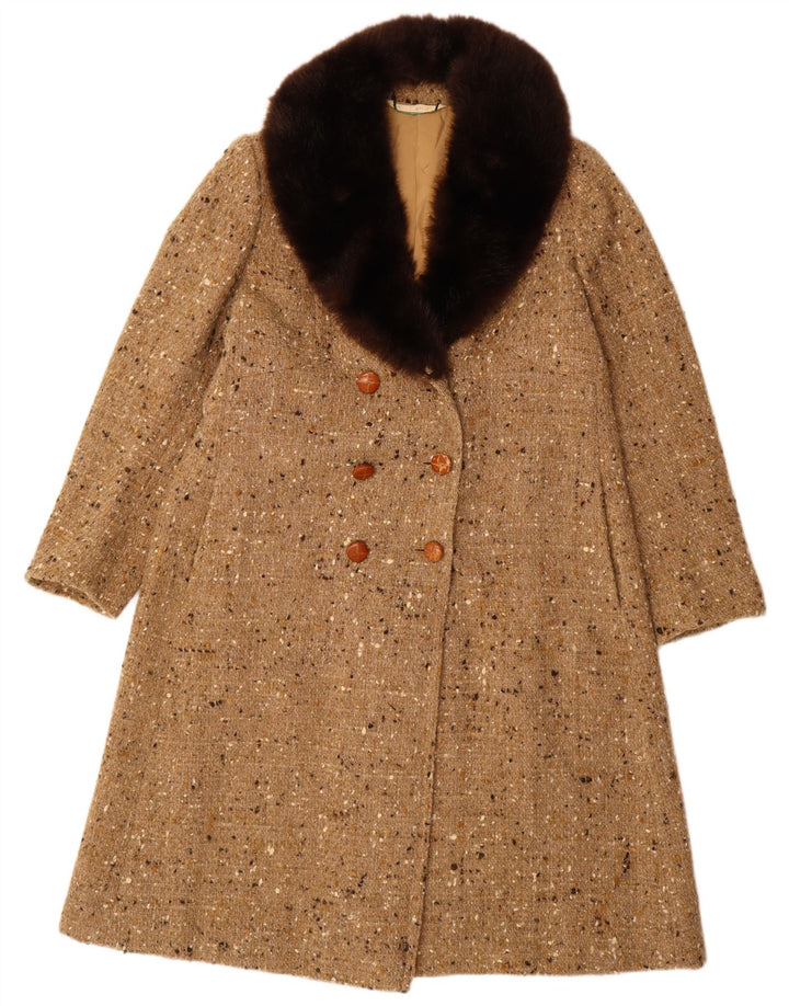 Palton de damă vintage cu piept dublu UK 18 XL bej pete