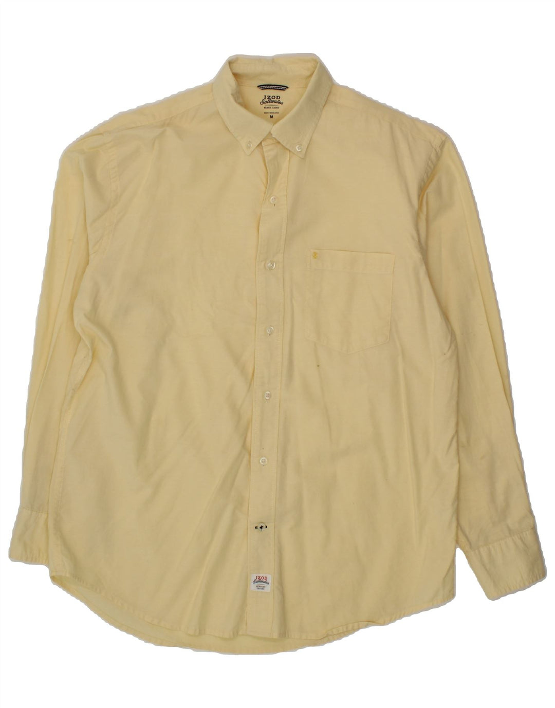IZOD Mens Salt Water Shirt Medium Yellow Cotton Vintage Izod and Second-Hand Izod from Messina Hembry 