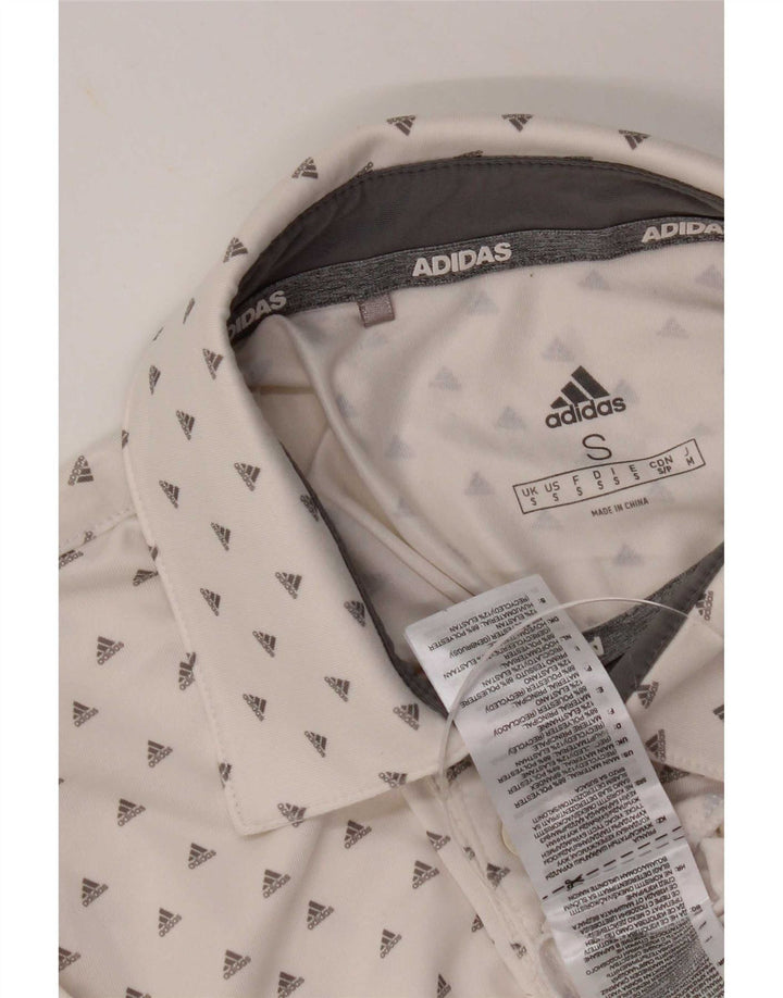 Tricou polo cu grafic pentru bărbați Adidas, mic, alb, poliester