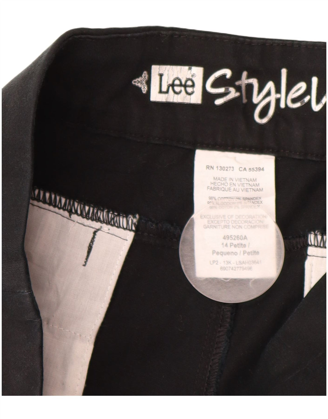 Pantaloni casual drepti LEE pentru femei US 14 XL W34 L29 bumbac negru