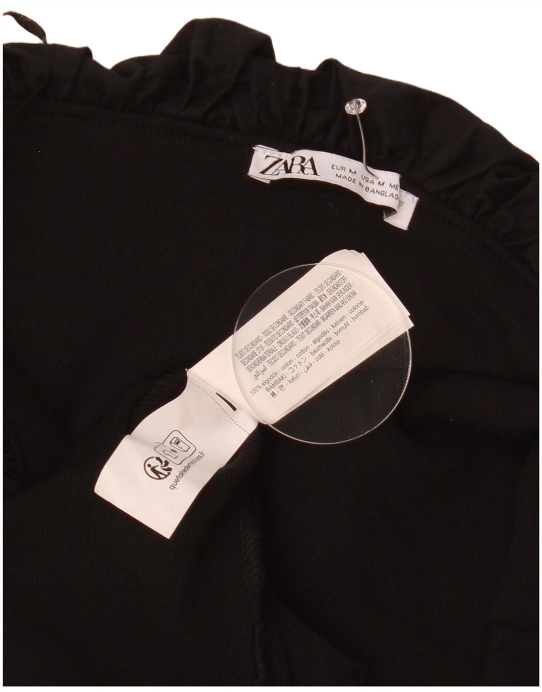Rochie Zara femeie cu umeri scoși UK 12, bumbac mediu negru