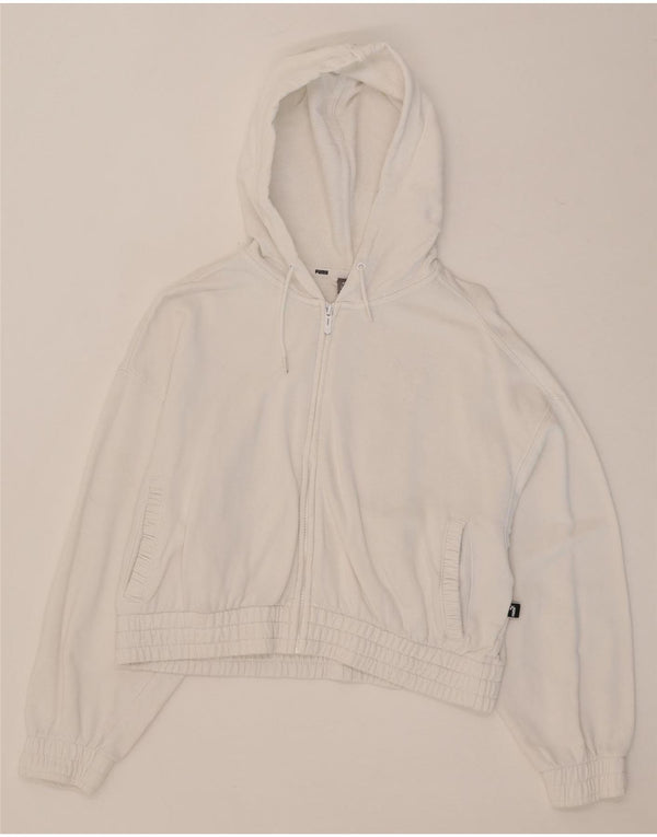 Pulover Puma Crop Zip Hoodie pentru femei UK 14 Medium White