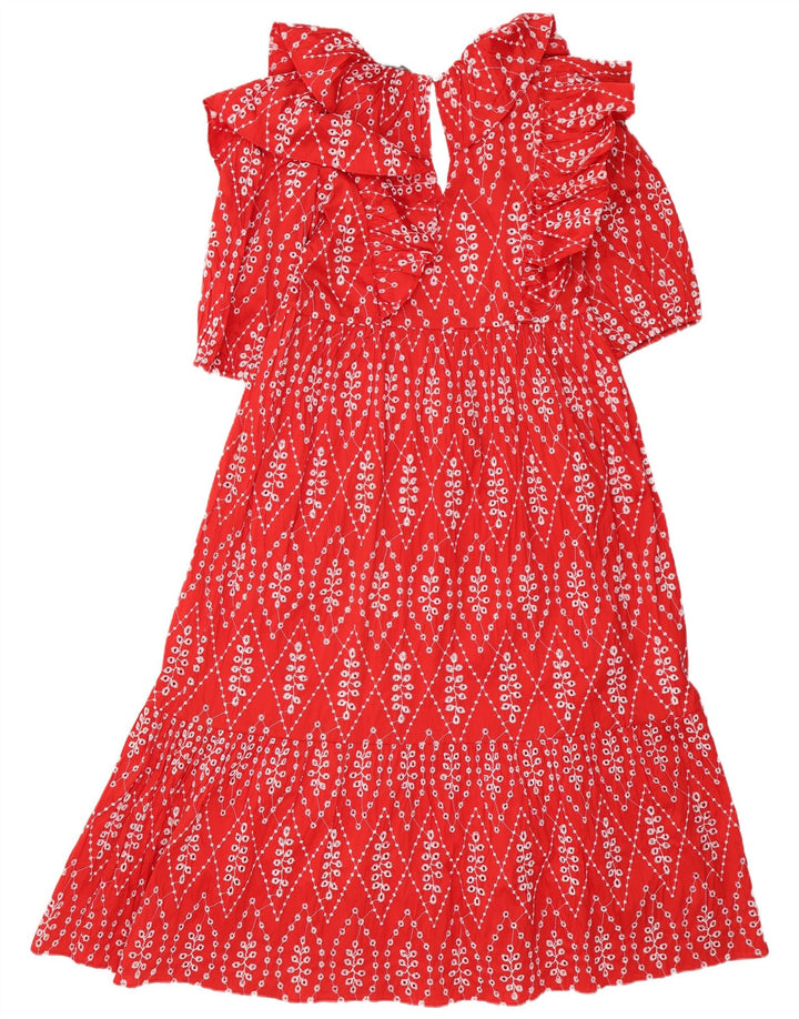 Rochie cu mâneci 1/2 pentru femei Zara, cu model abstract, roșu mic UK 10