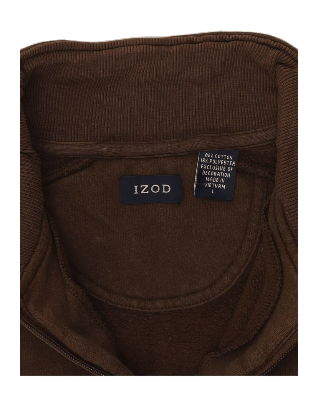 IZOD Mens Zip Neck Sweatshirt Jumper Large Brown Cotton Vintage Izod and Second-Hand Izod from Messina Hembry 