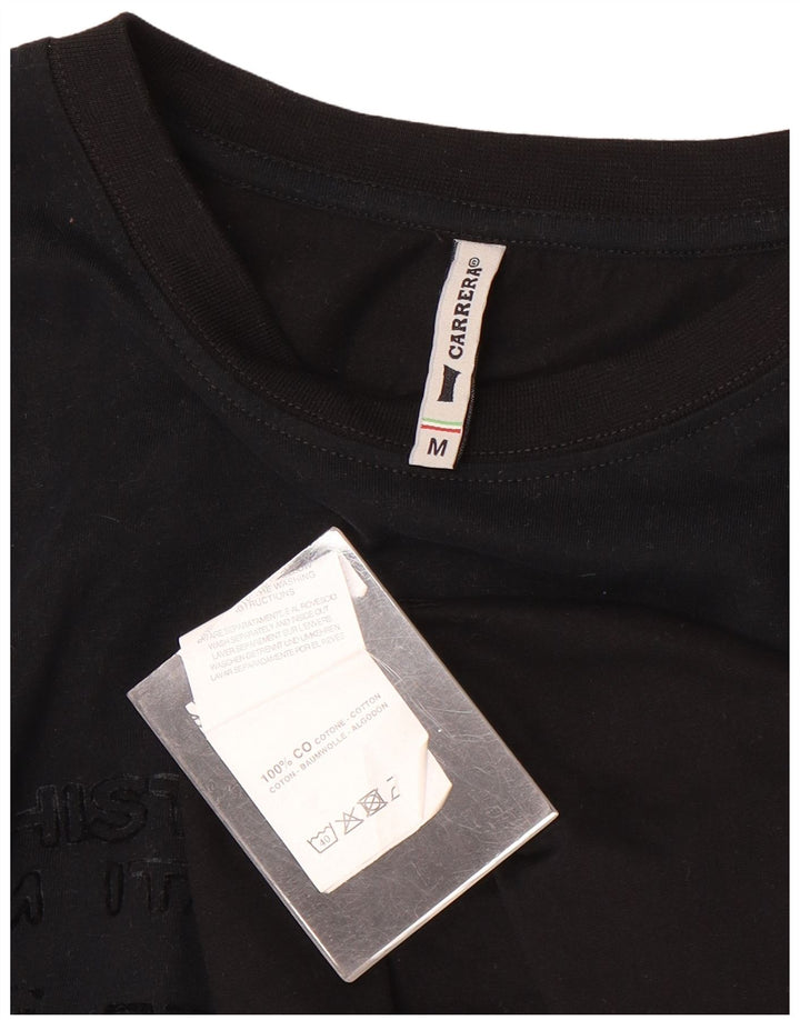 Top grafic pentru bărbați Carrera cu mânecă lungă, bumbac mediu negru
