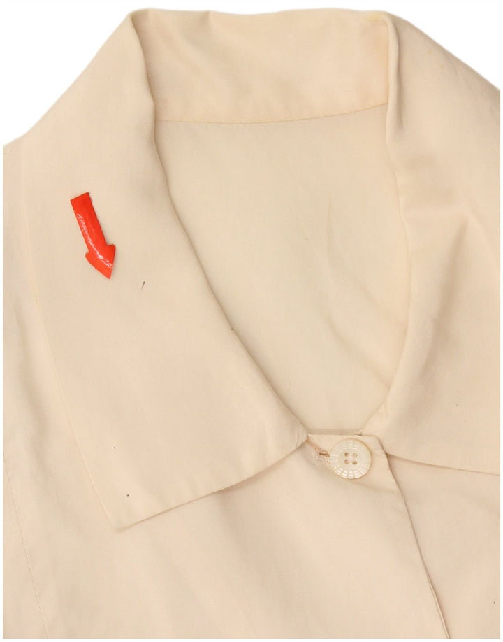 Bluză vintage pentru femei, cămașă crop UK 14 Bej mediu