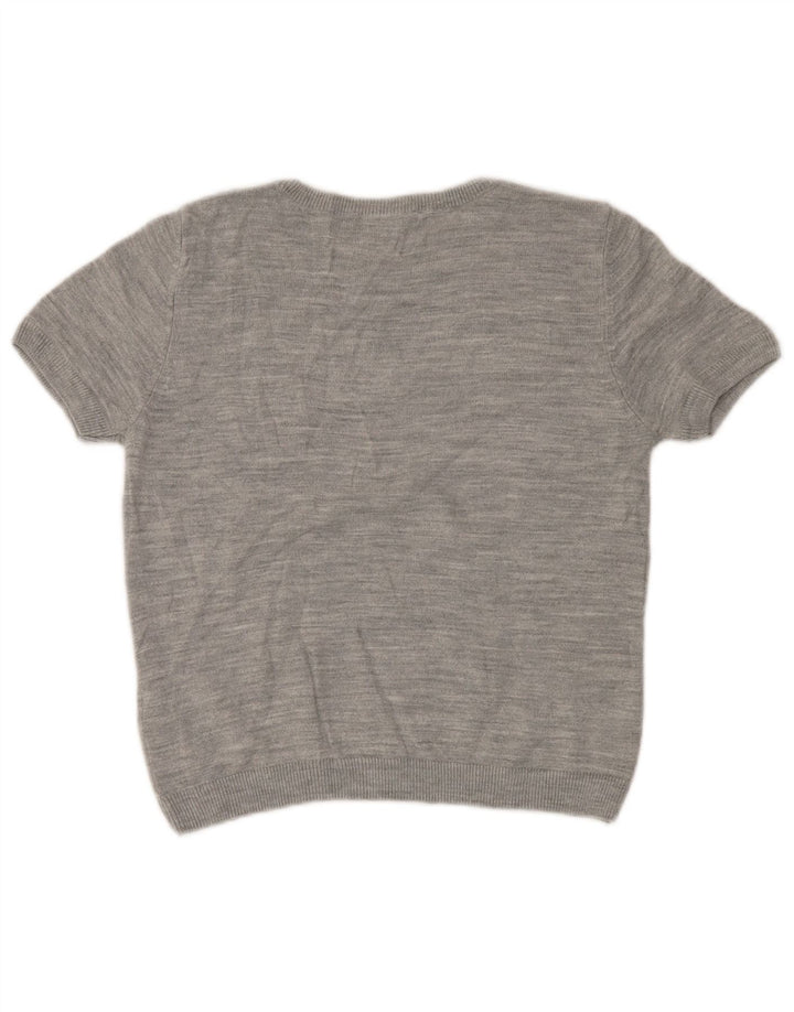 MARKS & SPENCER Pulover Crop Crew Deck pentru femei UK 12 Gri mediu