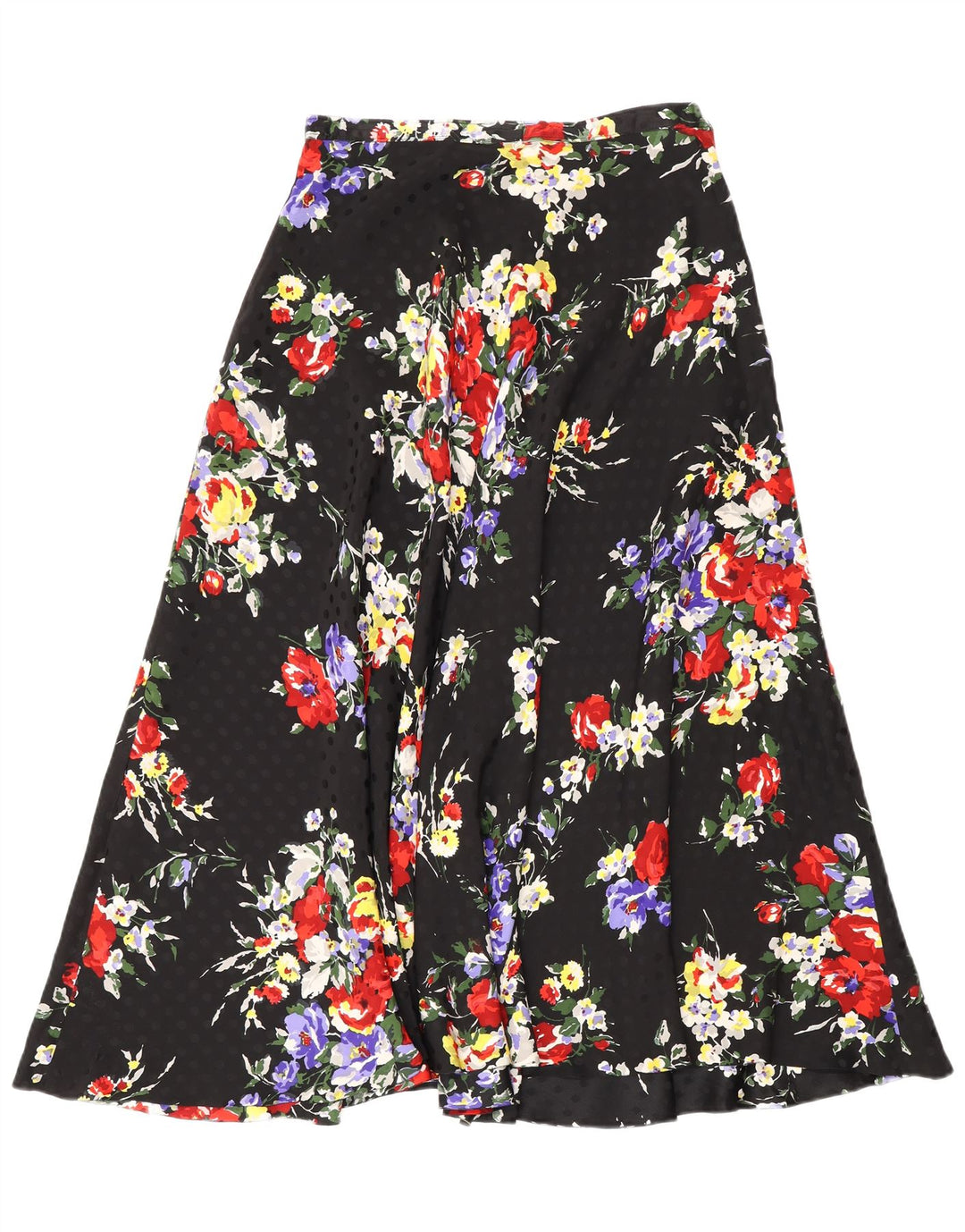 Fusta evazată pentru femei Vintage W26 Mic Negru Floral