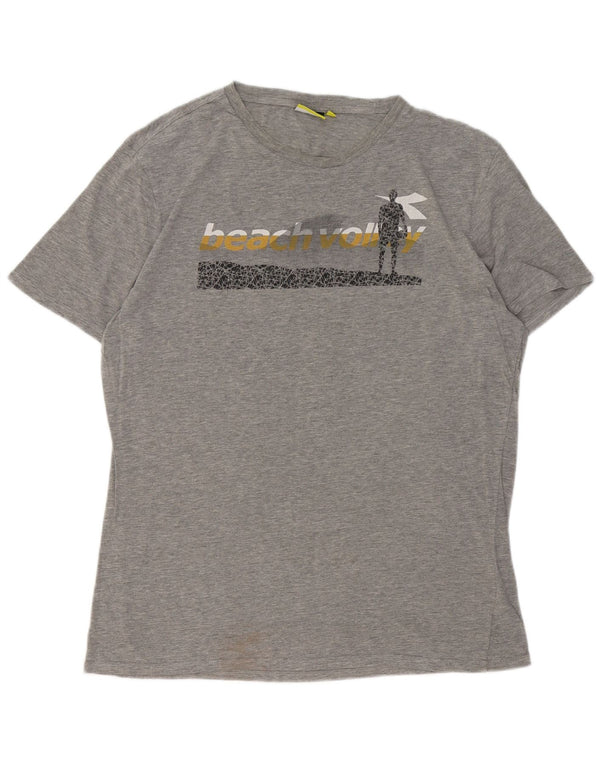 Tricou grafic pentru bărbați DIADORA Top XL bumbac cu pete gri