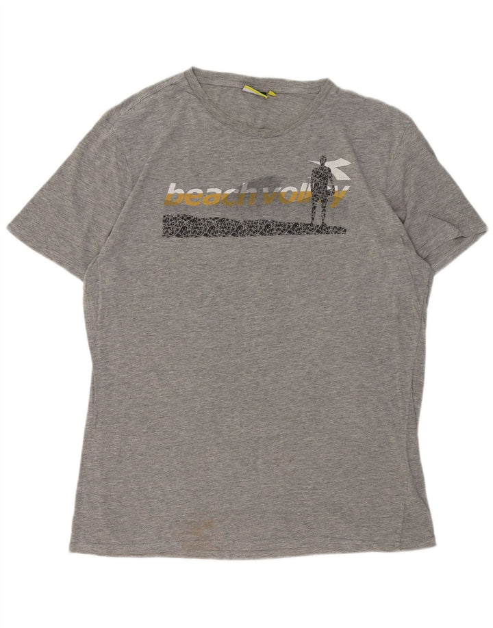 Tricou grafic pentru bărbați DIADORA Top XL bumbac cu pete gri