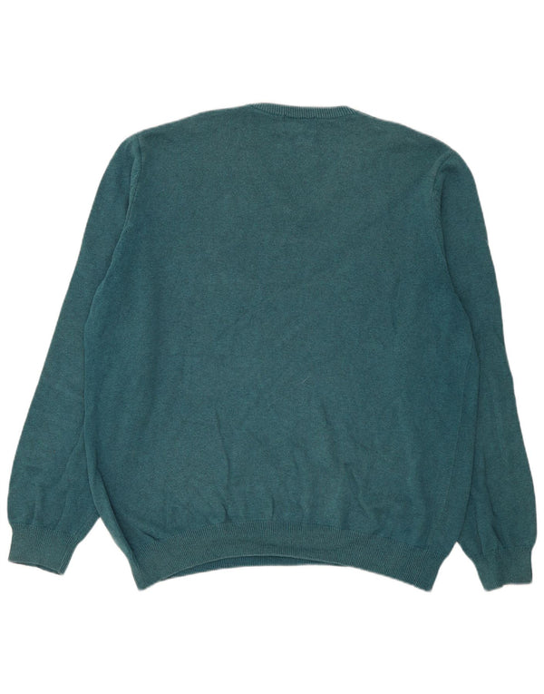 Pulover cu decolteu în V pentru bărbați Marks & Spencer, bumbac albastru 2XL