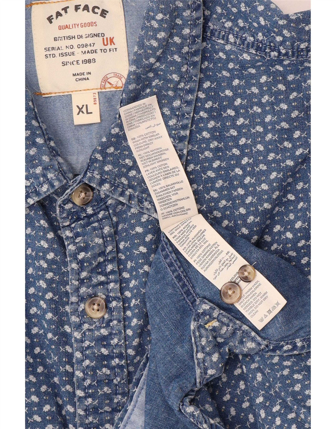 Cămașă Fat Face pentru bărbați, cu formă regulată, XL, bumbac cu carouri albastre