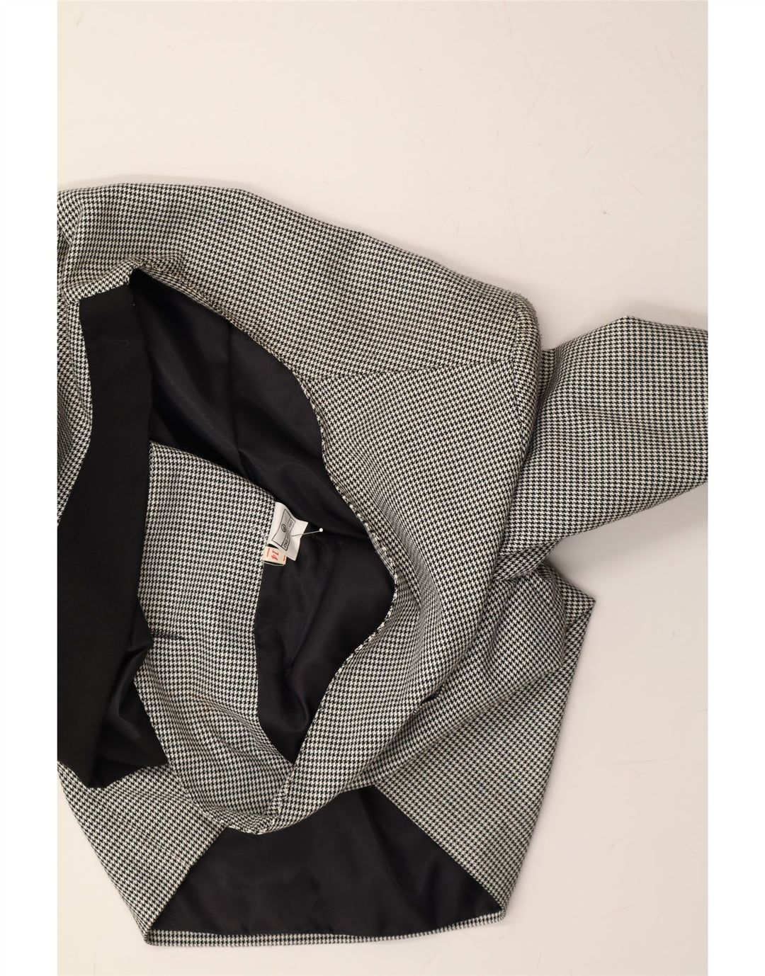 VINTAGE Womens Double Breasted Blazer Jacket UK 14 Large  Grey Houndstooth Vintage Vintage and Second-Hand Vintage from Messina Hembry 