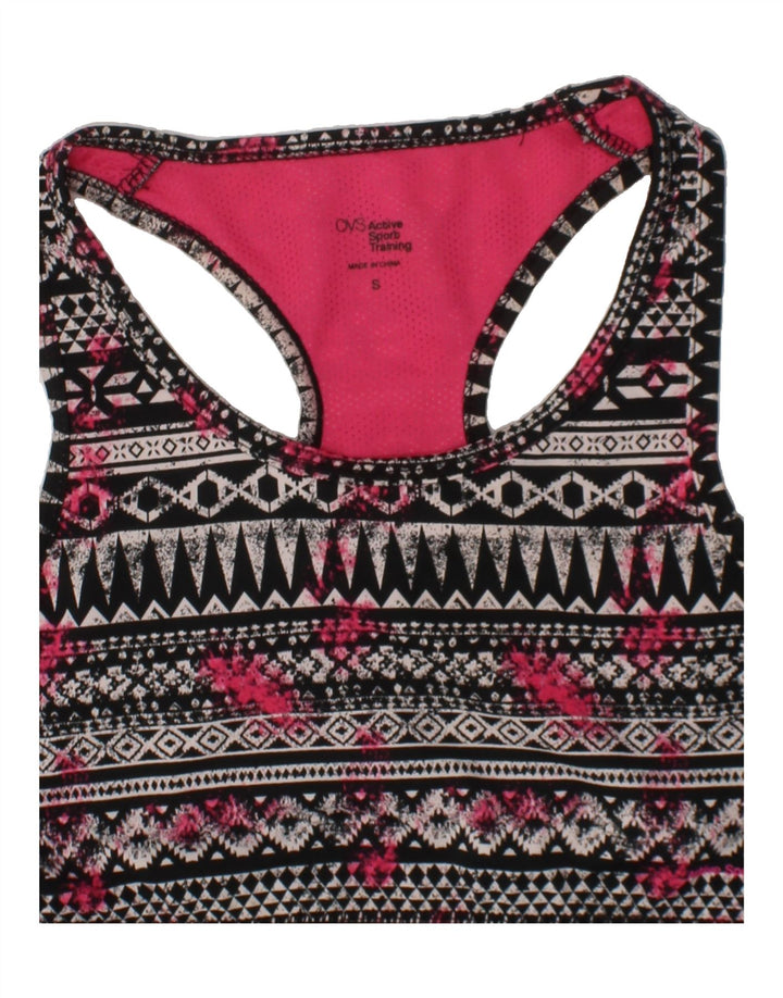OVS Womens Crop Top UK 8 Small Black Geometric Polyester Sports Vintage OVS and Second-Hand OVS from Messina Hembry 