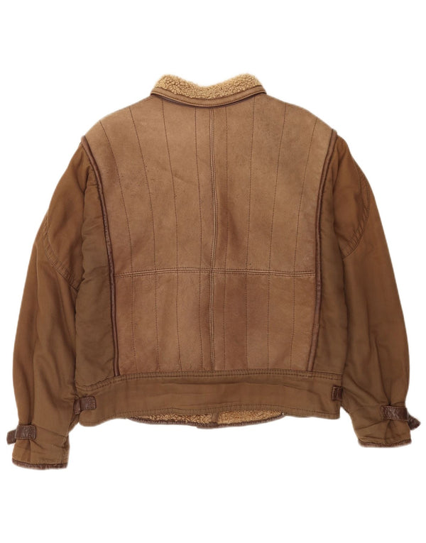 Jachetă de piele supradimensionată pentru femei Sherpa Vintage IT 46 Maro mare