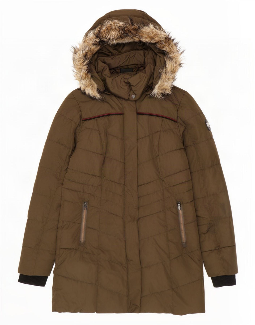 Jachetă căptușită cu glugă Superdry pentru femei UK 10 Small Kaki Poliester