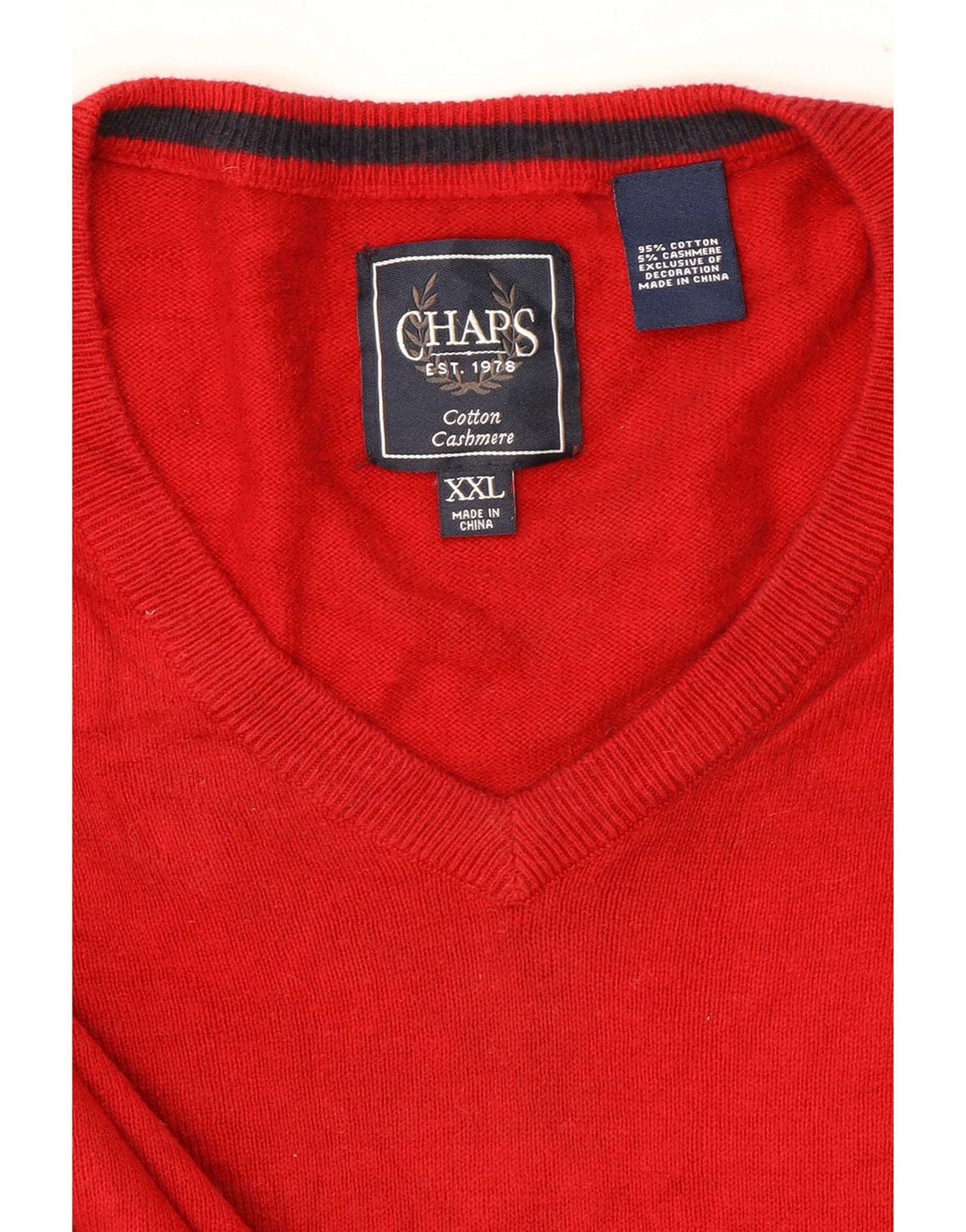 Pulover cu decolteu în V Chaps pentru bărbați, bumbac roșu 2XL