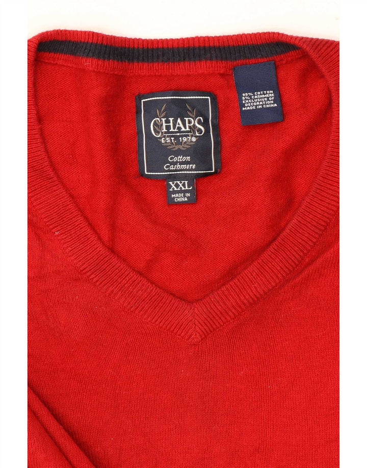 Pulover cu decolteu în V Chaps pentru bărbați, bumbac roșu 2XL