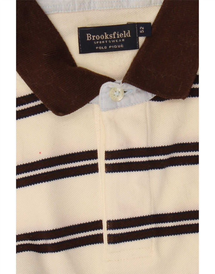 Tricou polo pentru bărbați Brooksfield Mărimea 52 mare, bej, cu dungi
