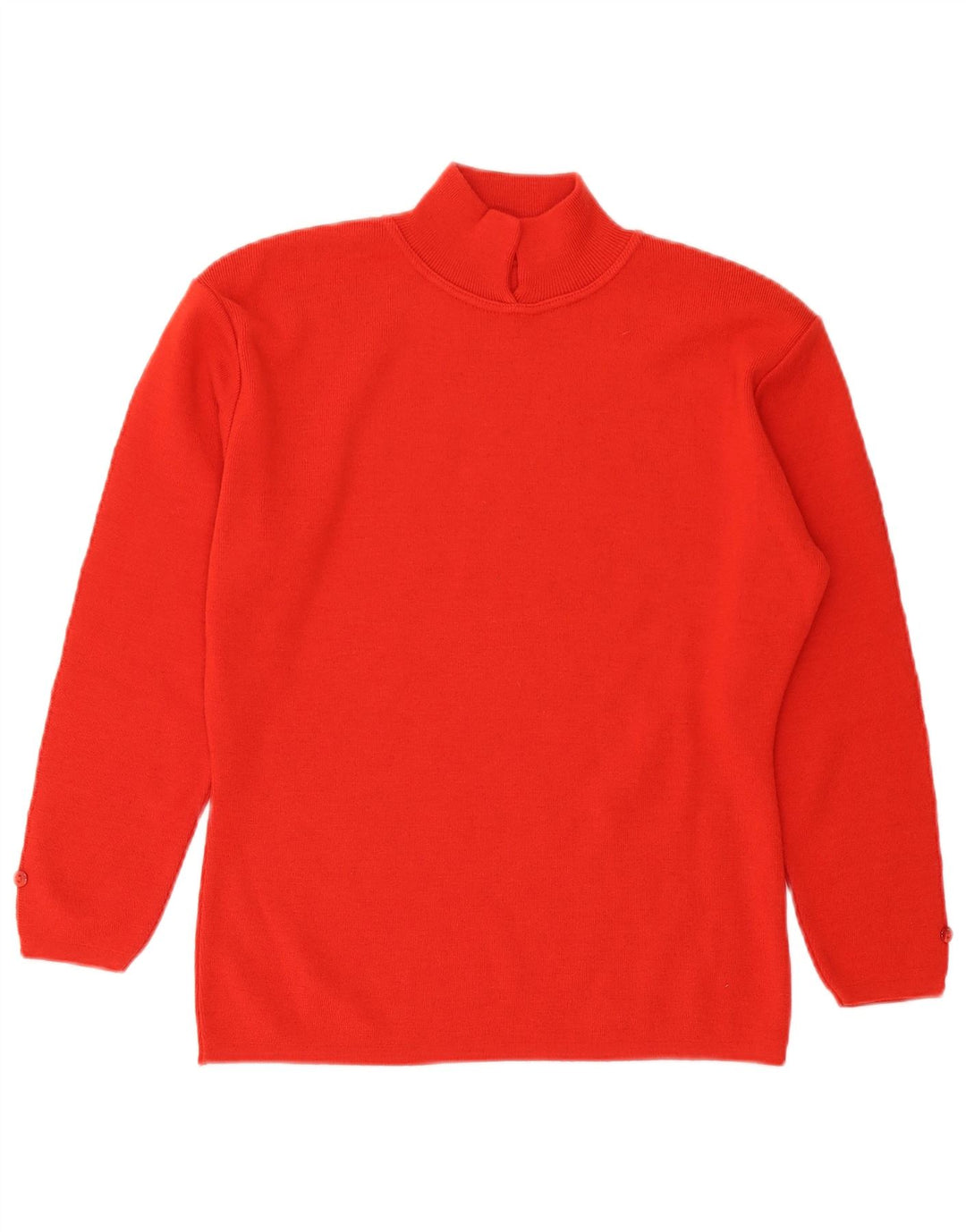 Pulover vintage cu gât țestoasă pentru femei UK 14 Lână mare portocalie