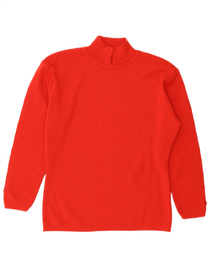 Pulover vintage cu gât țestoasă pentru femei UK 14 Lână mare portocalie