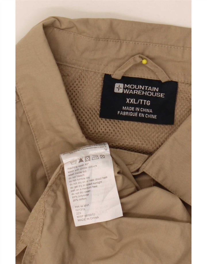 Cămașă cu mânecă scurtă pentru bărbați Mountain Warehouse, poliester bej 2XL