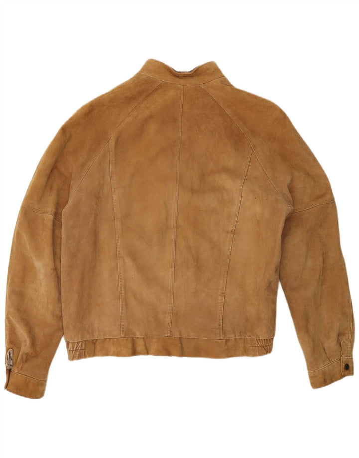 Bomber vintage pentru bărbați din piele intoarsa IT 50 mare, maro, din piele