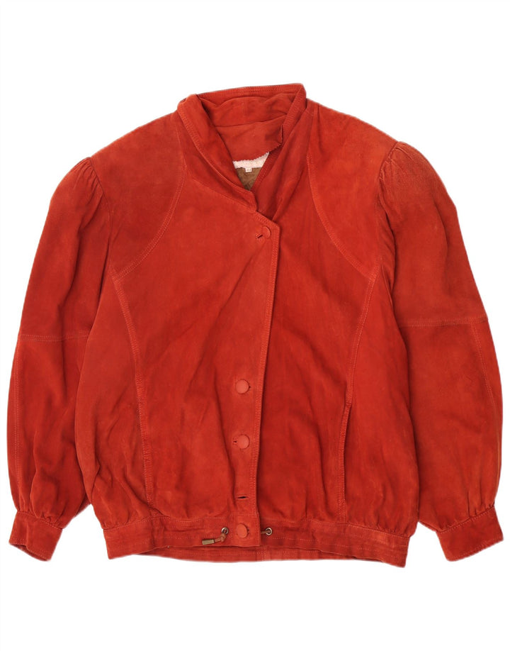 Jacheta de piele intoarsa supradimensionata pentru femei Vintage IT 44 Medium Red Piele