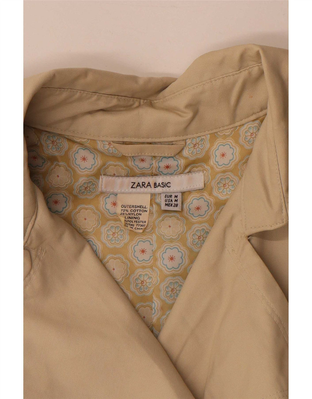 Trenci pentru femei Zara UK 14 Bumbac Bej Mediu