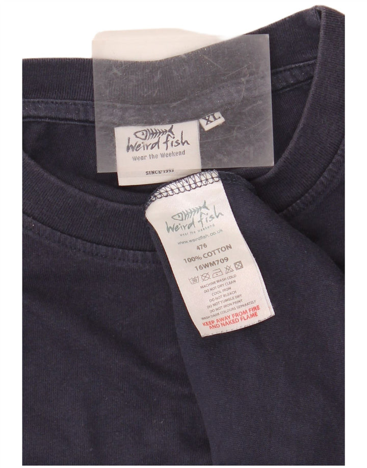 WEIRD FISH Tricou grafic pentru bărbați Top XL Bumbac bleumarin