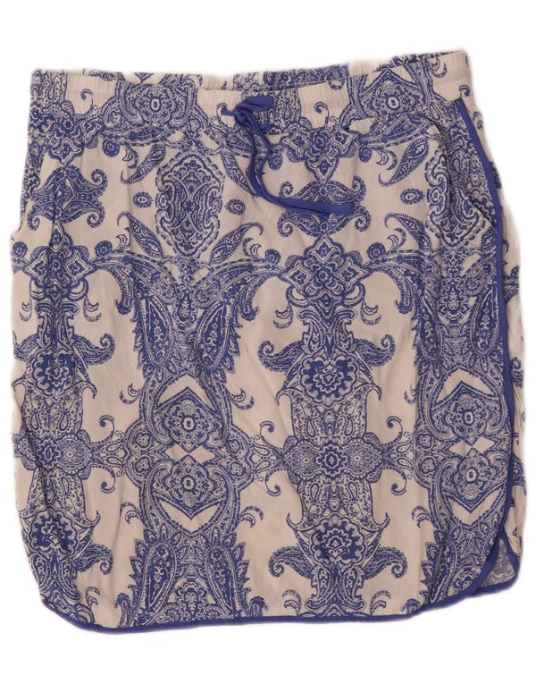 Fusta dreaptă pentru femei Marks & Spencer UK 14 Large W34 Blue Paisley Viscose