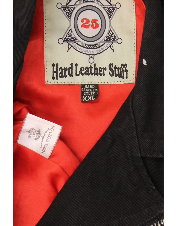 Hard Leather Stuff Jachetă de motociclist crop pentru femei UK 20 2XL Bumbac negru
