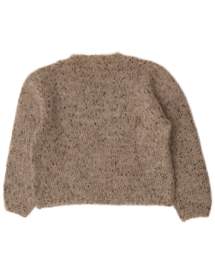 Pulover vintage pentru femei cu gât roșu și pulover UK 14 Medium Gri Pete