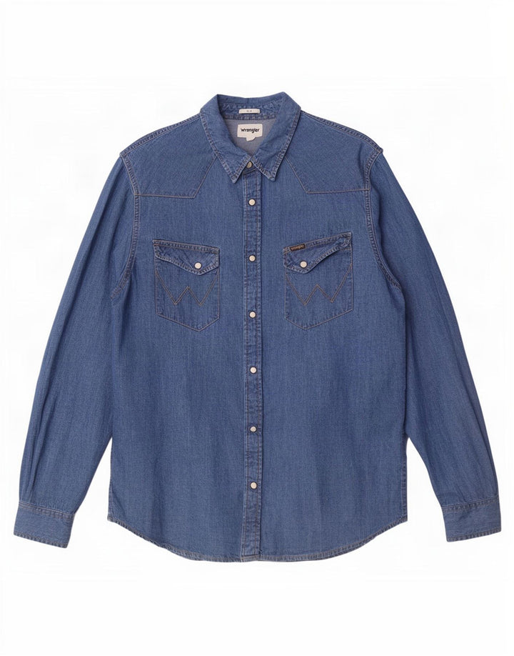 Cămașă din blugi pentru bărbați Wrangler, mare, albastru, bumbac